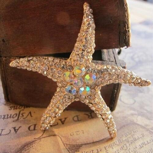 4pcs per lot 6.5cm Cell Phone Case DIY Rhinestones Starfish Charms Alloy Decoration