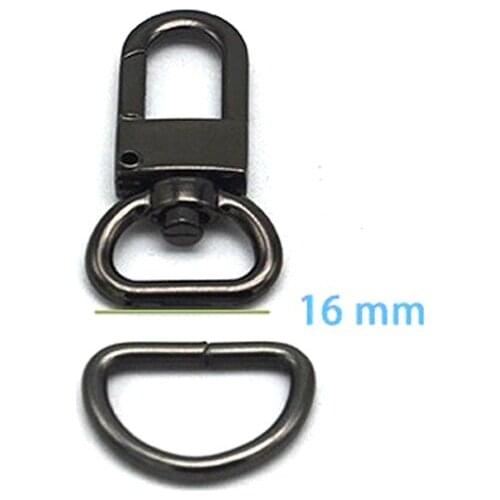6pcs 16mm Gunmetal Lobster Swivel Clasp & 6Pcs D rings Key Ring Lobster Clasp Clip with rings