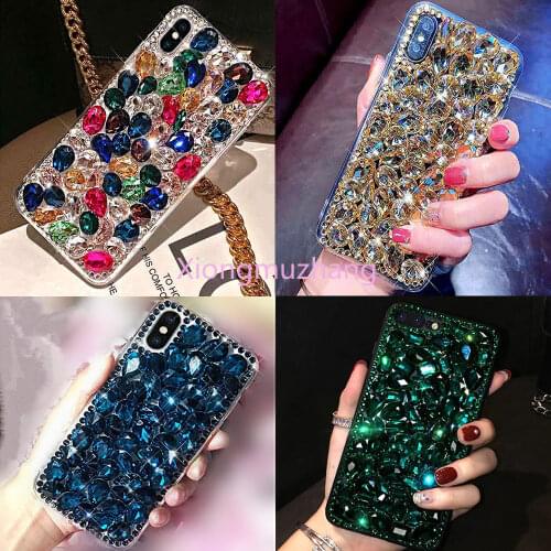 Phone Case Bling Crystal Diamond Rhinestone 3D Colorful Stones Back Cover for iphone 11 12 mini Pro Max XR X 7 8 Plus 6 6s Plus
