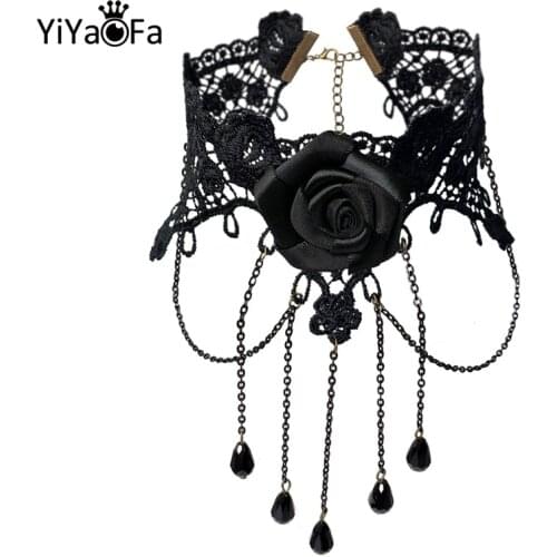 YiYaoFa Choker Necklace For Women Accessories Gothic Jewelry Vintage Necklaces & Pendants False Collar Statement Necklace GN-55