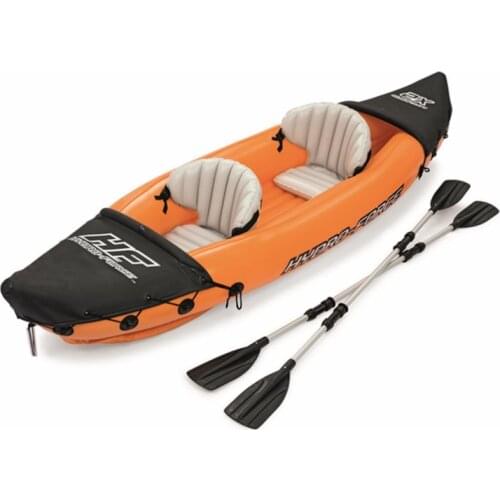 351x76cm Inflatable Two Person Kayak Sit in Fishing Kayak Double Paddle Floating Air Drifting Boat for River Lake Sea