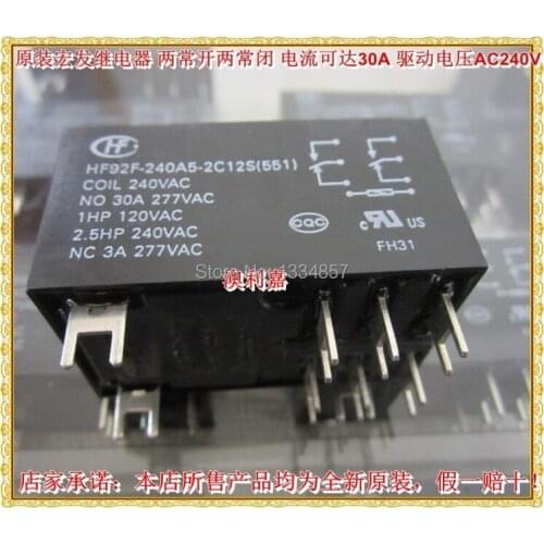 HONGFA HF HF92F-240A5-2C12S 692-240A5-2C12S 8PINS 30A 240VAC Power Relay original New