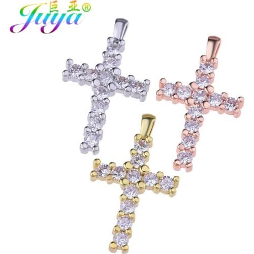 Juya DIY Religious Accessories Supplies Handmade Christian Cross Charms For Women Men Prayer Pendant Necklace Bracelet Making