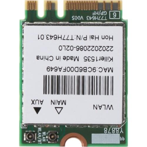 Killer 1535 1525 QCNFA364A AC M.2 WIFI Card Wireless Adapter Converter for MSI GT72/GS60/GE62/GE72/PE60/PE70 for Dell