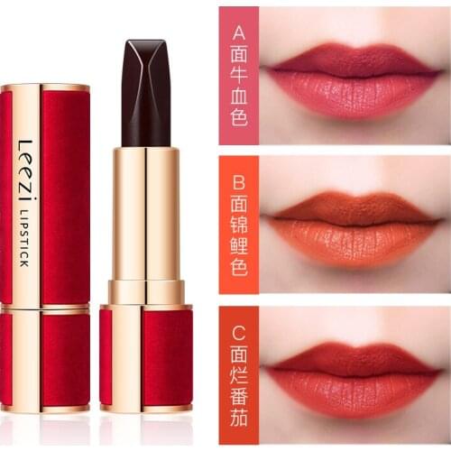 Chinese style 3in1 lipstick long lasting color not easy to take off makeup Lipstick container nude matte fog A 3-color lipstick