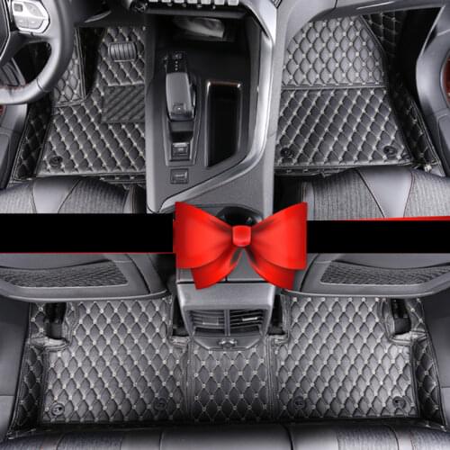 Leather car floor mats for peugeot 3008 2016 2017 2018 2019 2020 2021 rug carpet interior accessories styling auto matten gt