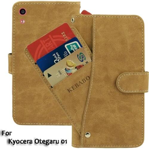 Leather Wallet For Kyocera Otegaru 01 Case Flip Vintage Leather Front Card Slots Cases Cover Business Phone Protective Bags