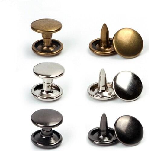 Brass Cap Rivets Studs Round Rivet for Metal DIY Leather Craft Bag Belt Clothing Garment Shoes Pet Collar Fixing Tools