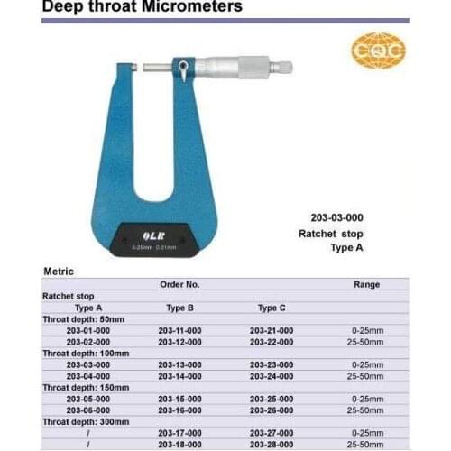 Deep throat Micrometers .Type C 0-25*50mm.0-1inch.Quality goods.203-21-000