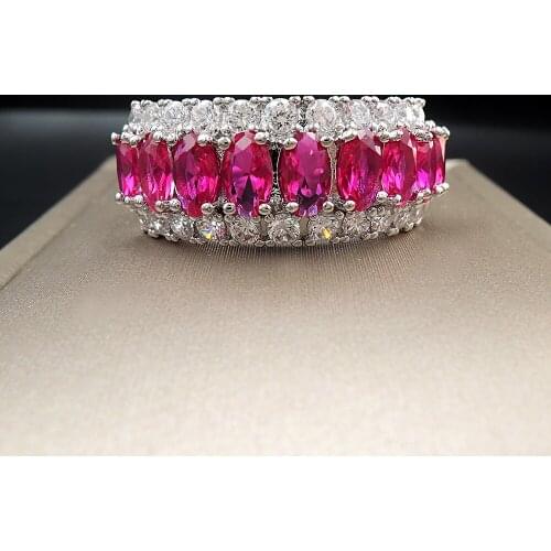 2020 Fashion Glamour For Women Rings Index Finger 3*5MM Oval Cut Sapphire Rose Red Gemstone Wedding Birthday Fine Jewelry Gifts