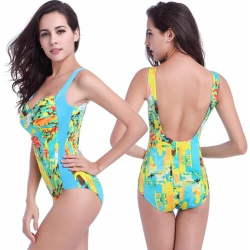 2021 New Fashion Ladies Print Color Matching Large Size One-piece Swimsuit Swimwear