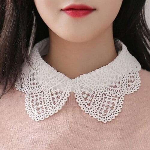New False Lace Shirt Collar Female Adjustable Blouse Sweater Neckline Detachable Lace-up Decor Collar Clothing Accessories