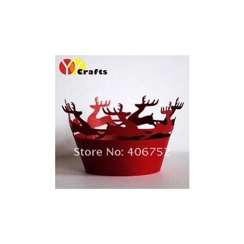 Personlized laser cut cupcake wrappers for holiday party Christmas cupcake holder