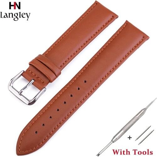 Genuine Leather Watch Band Women Men Watches Accessories Comfortable Wristwatch Straps 12/14/16/18/19/20/22/24mm Bands Wholesale
