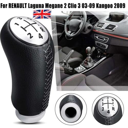 Gear Shift Knob 5 Speed Gloss/Matte PU Leather For Renault Laguna Megane 2 Clio 3 03-09 Kangoo 2009