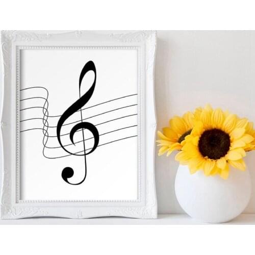 Music Notes Print Music Piano Teacher Gift Modern Minimalist Black and White Picture Canvas Painting Decoration Home Wall Decor
