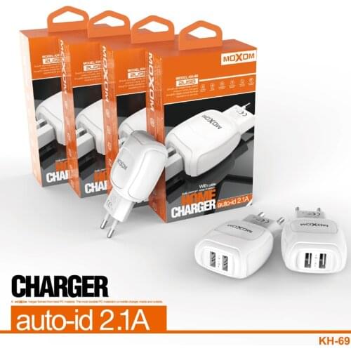 MOXOM Dual USB Charger 5V 2.4A Fast Charging Wall Charger Adapter EU Plug Mobile Phone For iphoneFor Samsung ForXiaomi