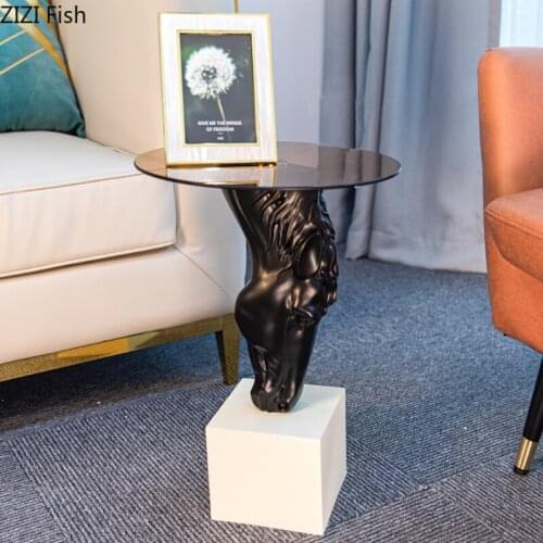 Modern Horse Head Floor Storage Tray Resin Animal Crafts Coffee Table Living Room Decoration Remote Control Debris Storage Tray