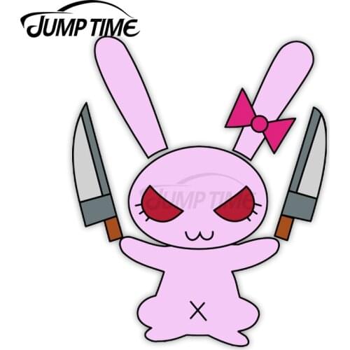 Jump Time 13 x 11.3cm For Girls und Panzer Rabbit Team Waifu Car Stickers Cartoon Waterproof Decal Windshield Bumper Decoration