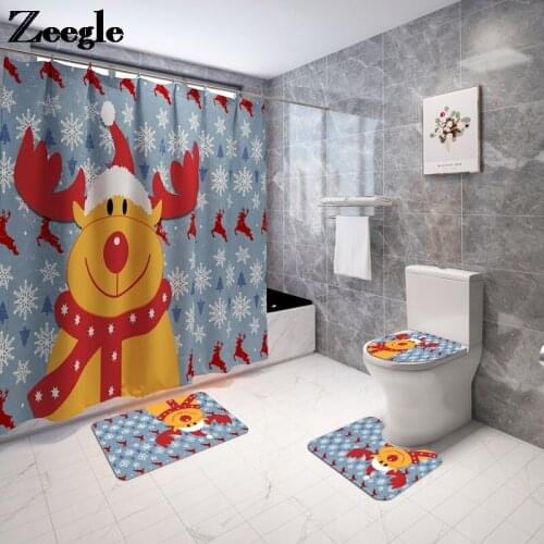 Modern Style Shower Curtain with Bath Mat Printed Bathroom Mat Set Bath Rug Microfiber Bathroom Rugs Absorbent Bath Mat