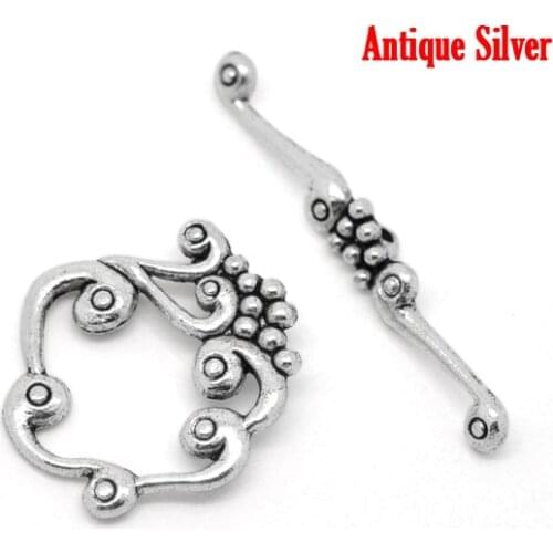 DoreenBeads Zinc metal alloy Toggle Clasps Grape Antique Silver Color 41mm x5mm(1 5/8" x 2/8") 26mm x24mm(1" x1"), 3 Sets new