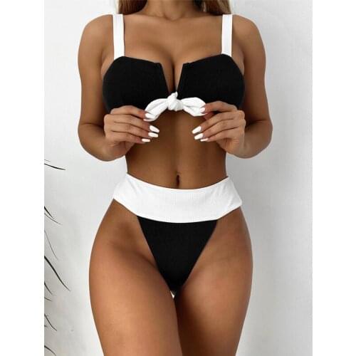 Blue bathing suit women two piece swimsuit for women Splicing set beachwear white swimming suit Ladies tankini biquinis swimwear
