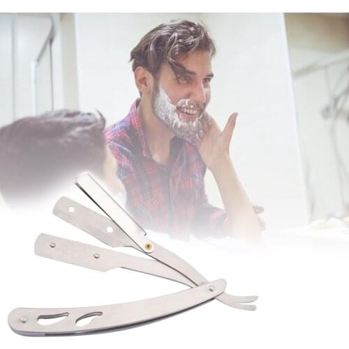 1PC Stainless Steel Manual Straight Razor Barber Edge Beard Hair Remover Folding Shaving Knife