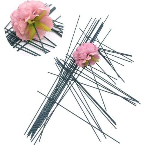 15/25/40cm Green Artificial Flower Stem DIY Floral Material Iron Wire Accessoies for Wedding Party Home Flower Stem Decoration 7