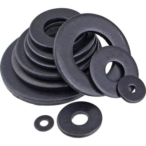2-100Pcs M2 M2.5 M3 M4 M5 M6 M8 M10 M12 M14 M16-M27 Carbon Steel Flat Washer Grade 8.8 Black Flat Washer Furniture Gaskets