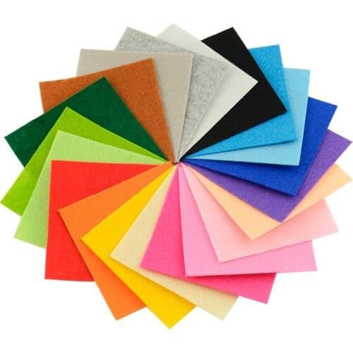 Teramila Polyester Felt Fabric Pack 20 Basic Colors 1mm DIY Handmade Sewing Material Nonwoven Cloth Craft Doll Toy Flower
