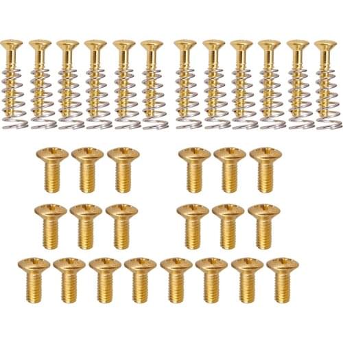 20pcs 5 Way Switch Selector Screws+12pcs Electric Bass Screws Springs, Gold
