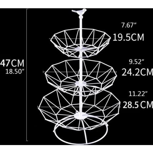 50LB 3 Tier Fruit Baskets Metal Wire Fruit Bowl Snacks Cake Stand Storage Rack Countertop Organizer Table Home Decoration