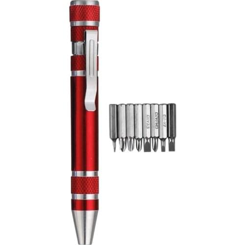 9 Pcs Multifunction Mini Screwdriver Set 8 in 1 Durable Gadgets Repair Aluminum Pen Handle Cross Slotted Tool Kit