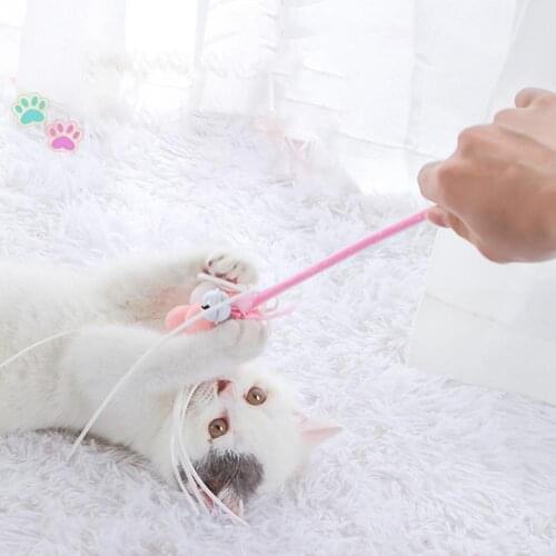 Harmless 3Pcs Attractive Cats Fishing Pole Bell Tassel Toy Practical Cats Wand Toy No Burrs for Kitty