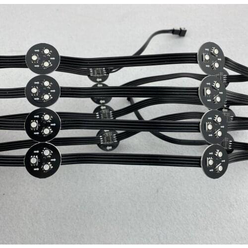 DC12V 20pcs/set 26mm PCBA(3 LEDs)WS2818 addressable pixel light;0.72W;non-waterproof;with all black wire;10cm wire spacing