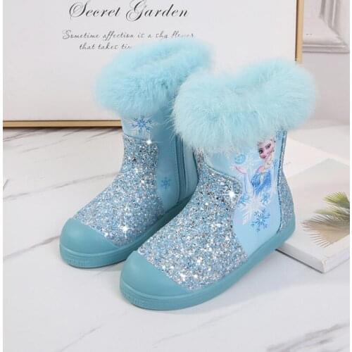 New Girls sequin Botas Kids Frozen Boots Kids Princess Elsa Snow Boots Children Winter Footwear