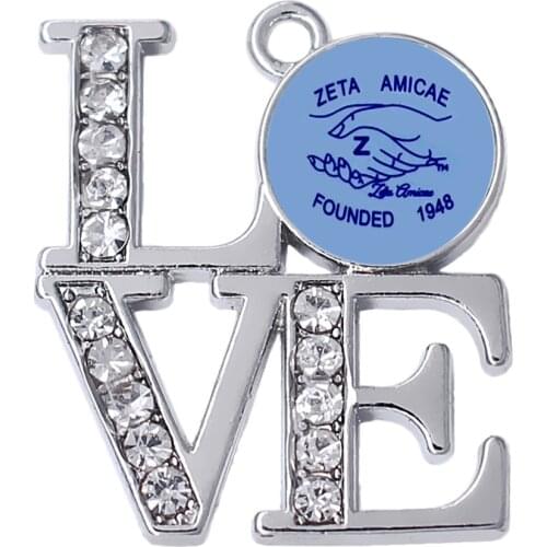 DOUBLE NOSE Eco friendly metal alloy inlaid sticker greek letters zeta phi beta charm founded 1948 amicae society jewelry
