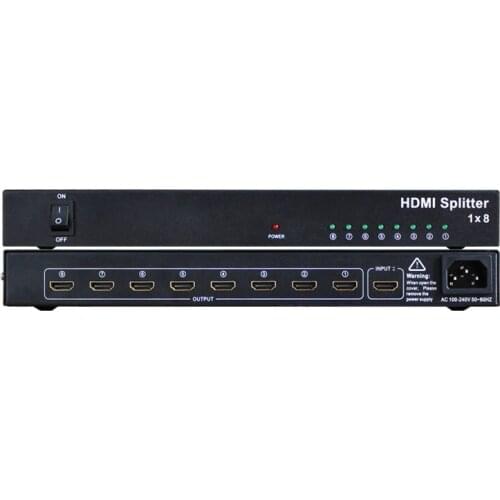 HDMI 1 In to 8 Out 1x8 HDMI Splitter Converter Split Display for DVD PS3 Xbox HDTV 4K With Power Adapter