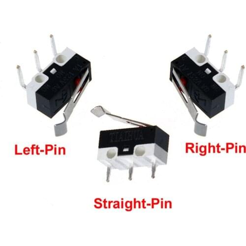 100Pcs Limit Switch Touch Switches Left / Right bending / Straight Pin 3D Printer 1A/125V AC Mouse Button For Makerbot MK7 / MK8