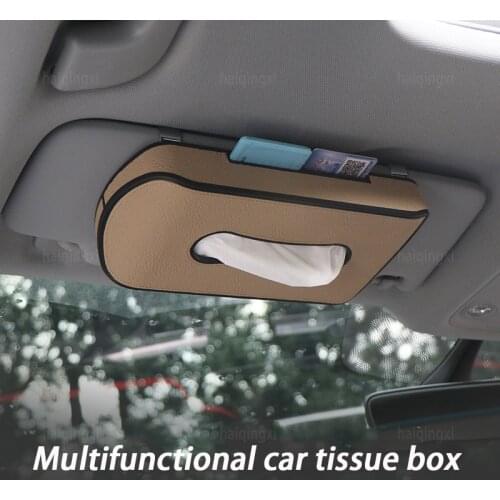 Car Leather Hanging Tissue Box Car Tissue Box Car Sun Visor Tissue Napkin Box Holder Auto Interior Storage Car Accessories