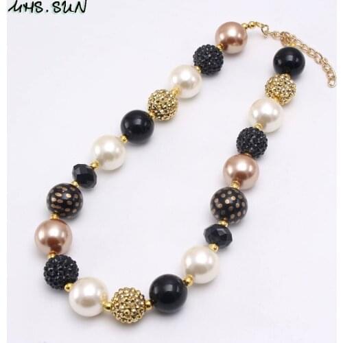 MHS.SUN Fashion chunky pearl beaded necklace diy baby girls jewelry handmade bubblegum necklace choker for kids party 5pcs/lot