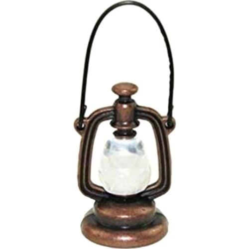 1/12 Miniature Doll House Accessories Copper Mini Retro Oil Lamp Mini Garden