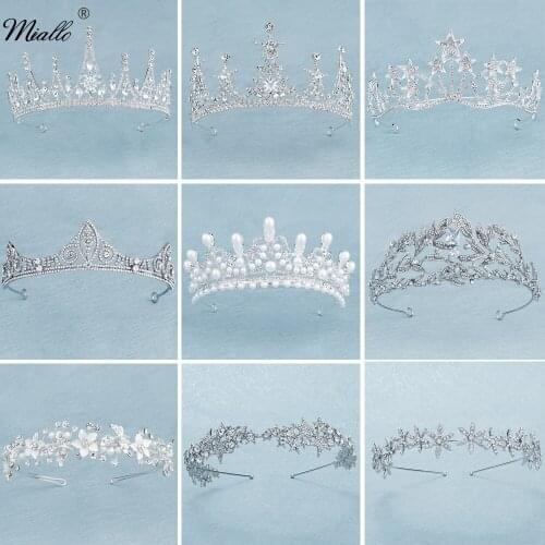 Miallo Fashion Bridal Wedding Crown Silver Color Crystal Tiaras and Crowns Hair Jewelry for Women Accessories Bride Headpiece