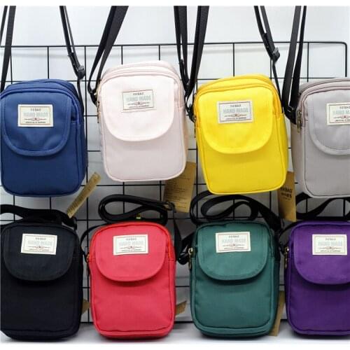 Fashion Women Solid Casual Nylon Flap bag Small Shoulder Crossbody Bag Messenger Bags Zipper Purse Girls Travel Soft Phone Pouch