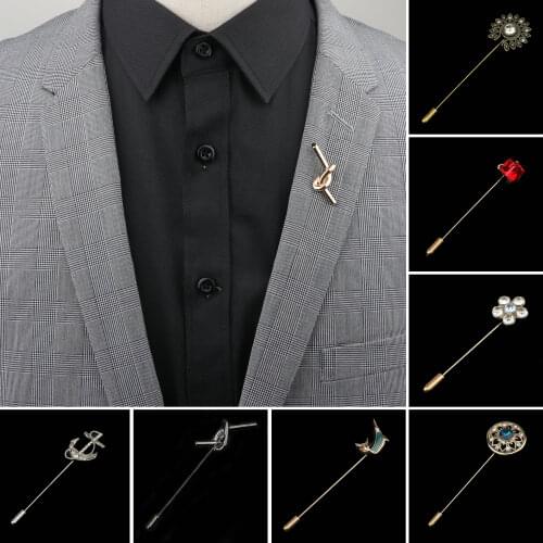 Mens Advanced Retro Golden Anchor Flower Brooch Pins Metal Jewelry Stylish Brooches Collar Breastpin Pin Mens Suit Dressup