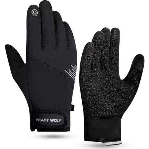 Mens Outdoor Riding Sports Windproof Touch Screen Gloves Winter Warm All-Finger Zipper Female Waterproof Fleece Ski Gloves