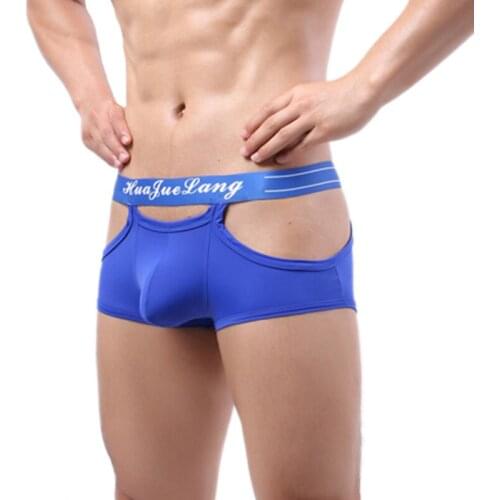 Men Ice Silk Boxer Shorts Sexy Hollow Out Underwear Cueca Slips Homme Panties 2XL Quick Dry Underpants Breathable Trunks Bikini