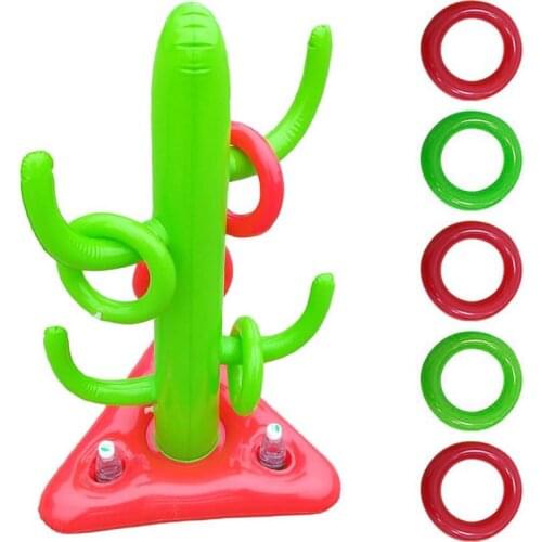 Cactus Inflatable Pool Ring Swimming Throwing Toy Toss Pool Games Toys Multiplayer Combination Game Ring For Kids Adult Family