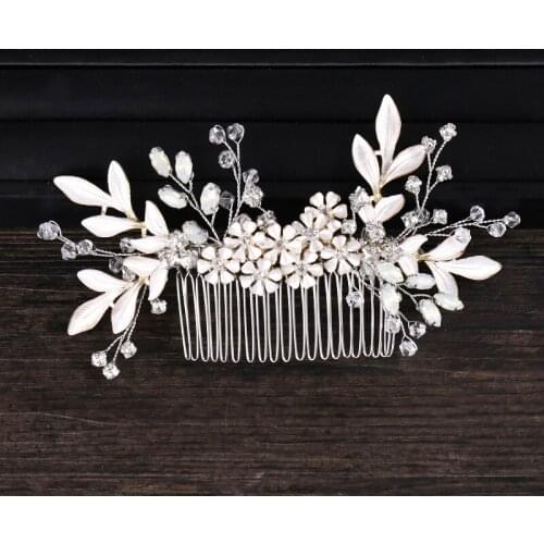New Arrive Ladies Hair Combs Flower Leaf Wedding Accessories For Women Rhinestone Wedding Hair Comb