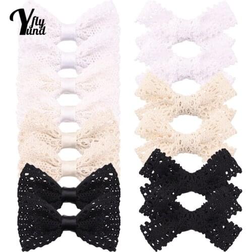 Yundfly 1 PCS Solid Color Knitting Wool Bowknot Hair Clips Cute Princess Bangs Hairpins DIY Children Headwear Photography Props